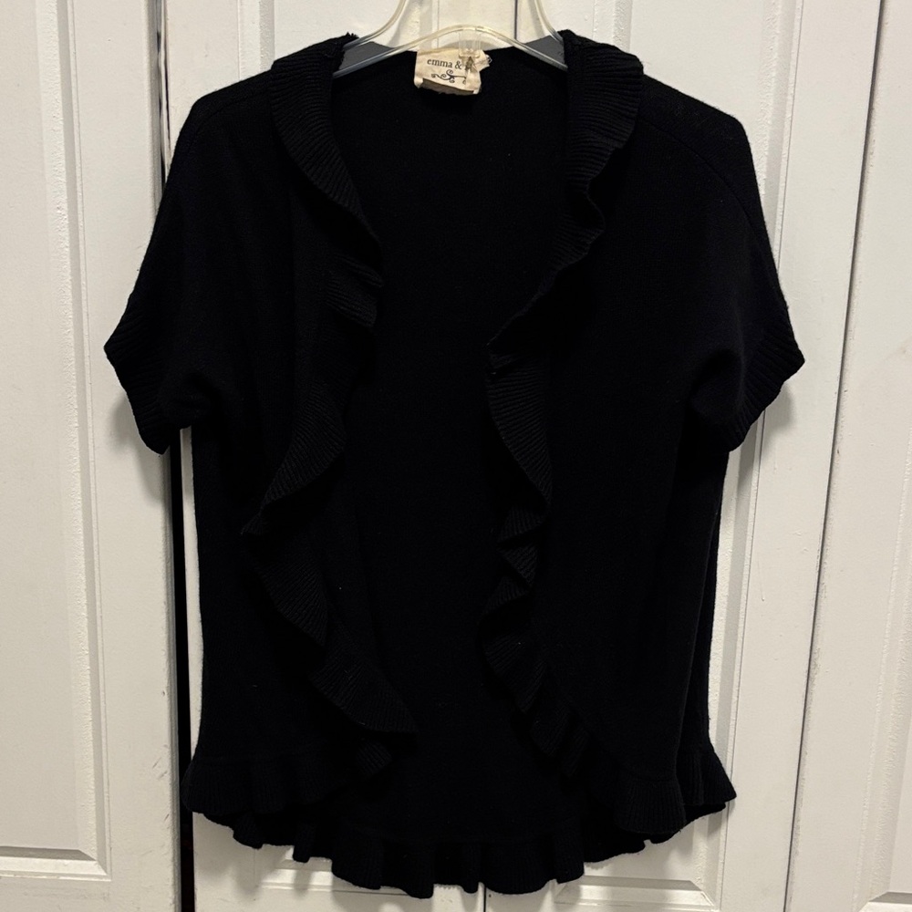 Black Ruffled Women's Top